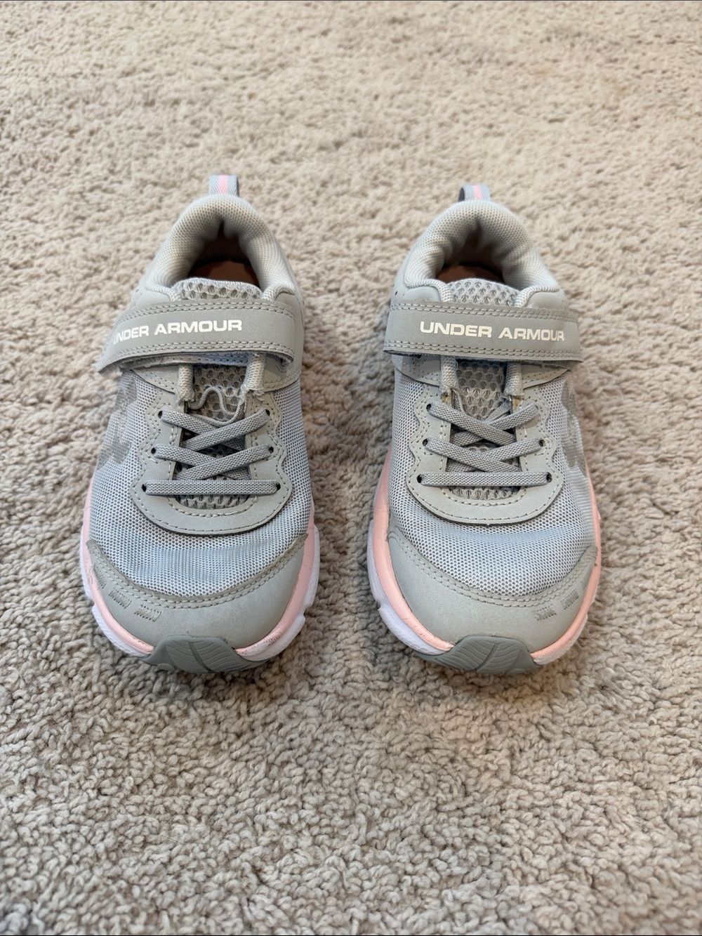 Under Armour Kids Gray & Light Pink Athletic Sneakers